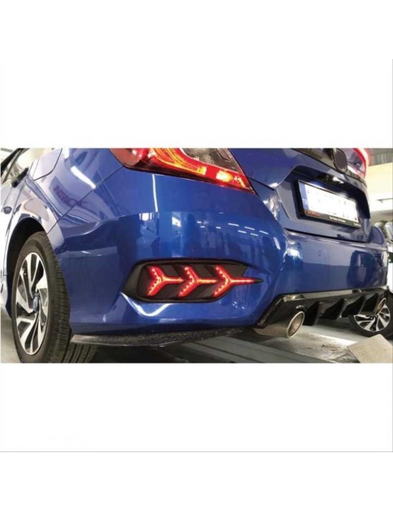 HONDA CIVIC FC5 2016-2020 ARKA AĞAÇ DİZAYN HAREKETLİ KIRMIZI SİS LEDİ