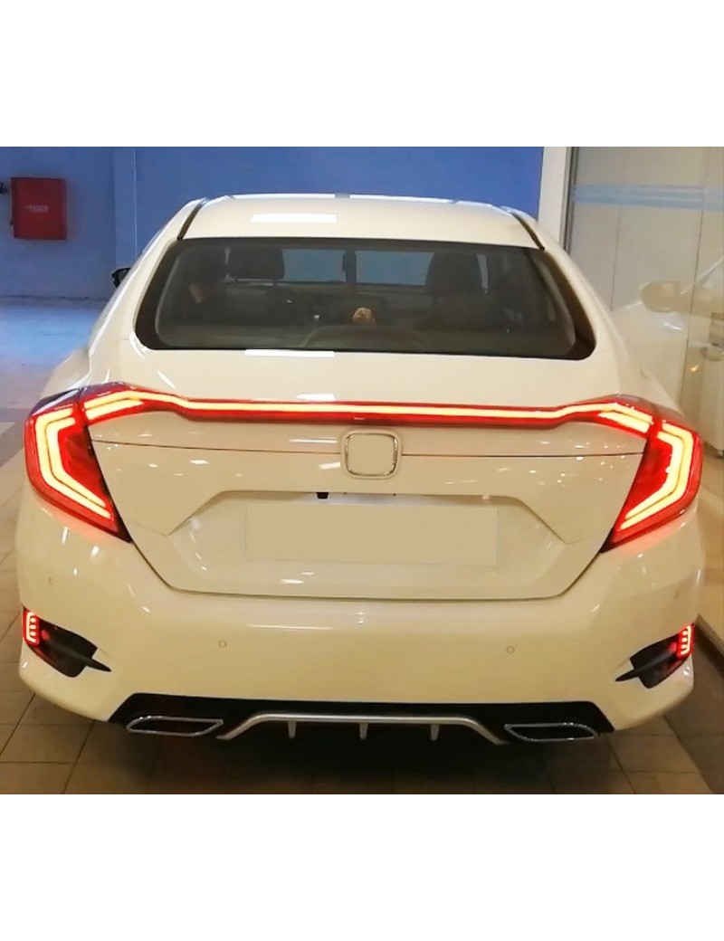 HONDA CIVIC FC5 2016-2021 HAREKETLİ SİNYALLİ LED STOP VE SPOILER TAKIMI KIRMIZI